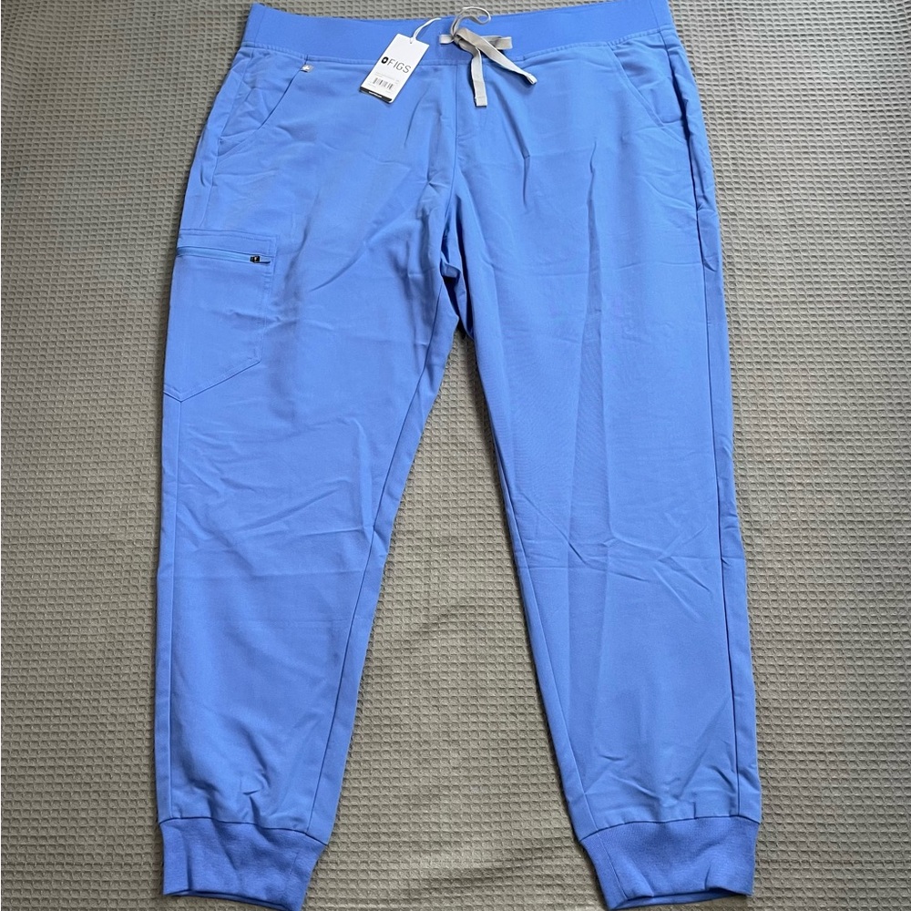 New Figs Zamora Jogger Scrub Pants XXL 2XL Womens Ceil Blue Stretch